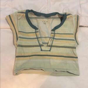 Urban outfitters go for gold Striped Green and Yellow Ribbed Top